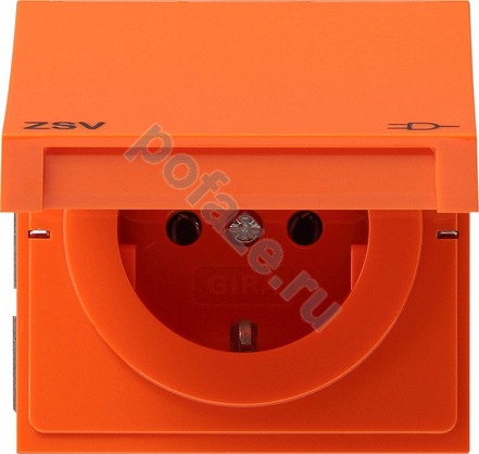 Розетка Gira F100 16А, с/з, оранжевый IP20