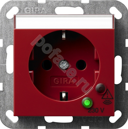 Розетка Gira System 55 16А, с/з, красный IP20