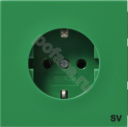 Gira F100 16А, с/з, зеленый IP20