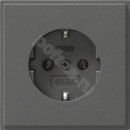 Gira TX-44 16А, с/з, антрацит IP20