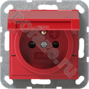 Gira System 55 16А, с/з, со штор., красный IP20