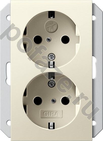 Gira System 55 16А, с/з, со штор., кремово-белый IP20