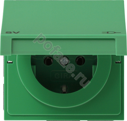 Gira F100 16А, с/з, зеленый IP20