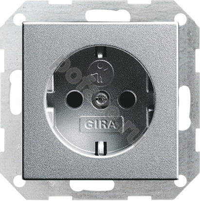 Gira System 55 16А, с/з, со штор., алюминий IP20