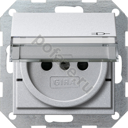 Розетка Gira System 55 16А, с/з, алюминий IP20