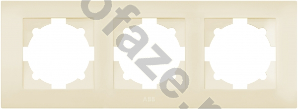 Рамка горизонтальная ABB Zena 3 поста, кремово-белый IP20
