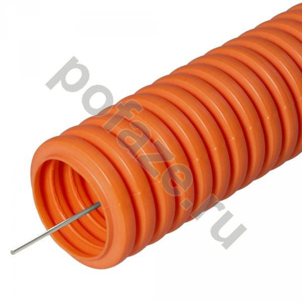 Труба гофрированная ПРОМРУКАВ 20мм ПНД, тяжелая, с зондом, оранжевый (100м)