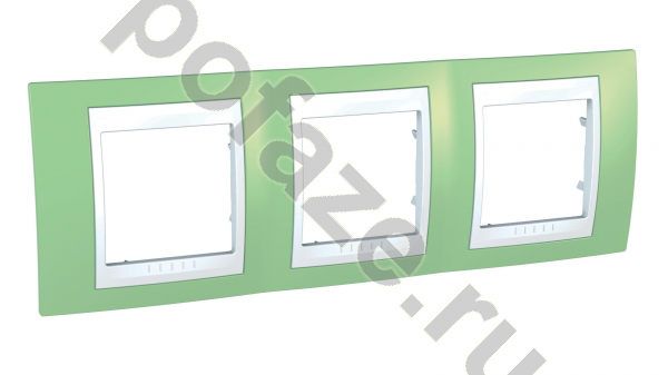 Рамка горизонтальная Schneider Electric Unica 3 поста, зеленый IP20