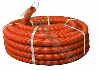 Труба гофрированная EKF 32мм/24.3мм ПНД, с зондом, оранжевый (50м)