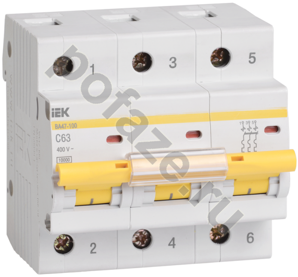 Автоматический выключатель IEK ВА 47-100 3П 63А (C) 10кА