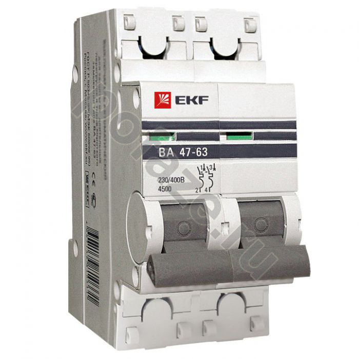 Автоматический выключатель EKF ВА 47-63 PROxima 2П 1А (D) 4.5кА