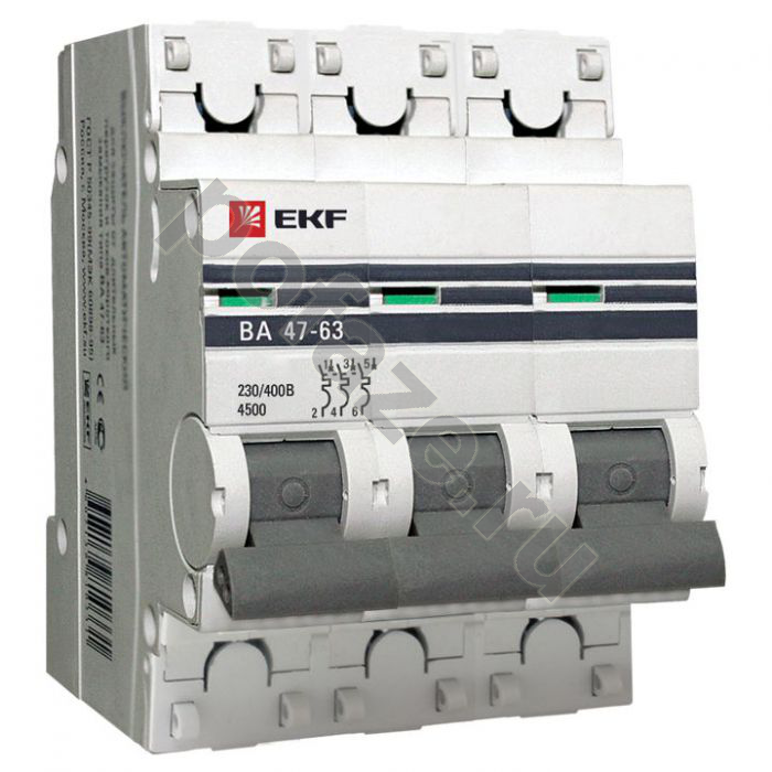 Автоматический выключатель EKF ВА 47-63 PROxima 3П 3А (D) 4.5кА