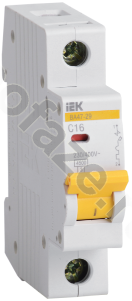 Автоматический выключатель IEK ВА47-29 1П 16А (D) 4.5кА