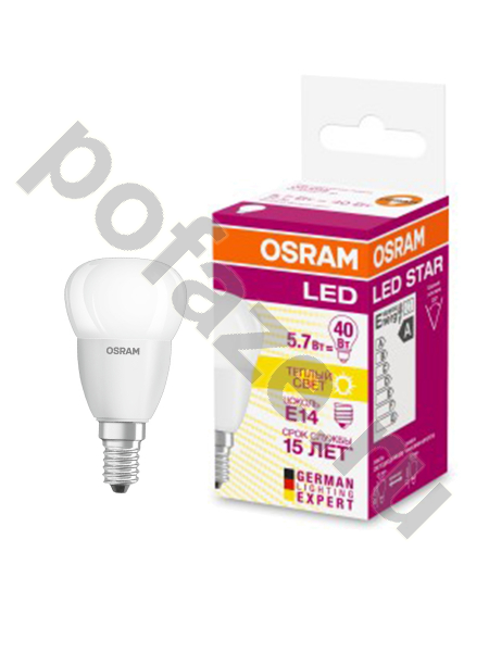 Osram d45мм E14 5.7Вт 200гр. 220-240В 3000К