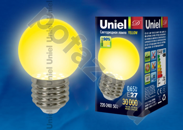 Лампа светодиодная LED шарообразная Uniel d45мм E27 0.65Вт 360гр. 220-230В