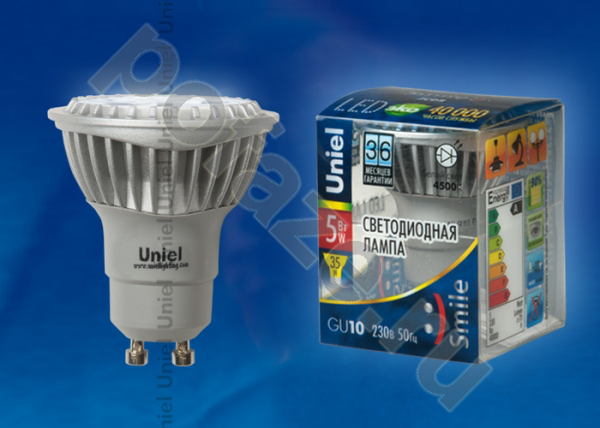 Лампа светодиодная LED с отражателем Uniel d50мм GU10 5Вт 110гр. 220-230В