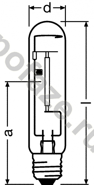 Лампа натриевая высокого давления ДНаТ трубчатая одноцокольная Osram d47мм E40 100Вт 2000К