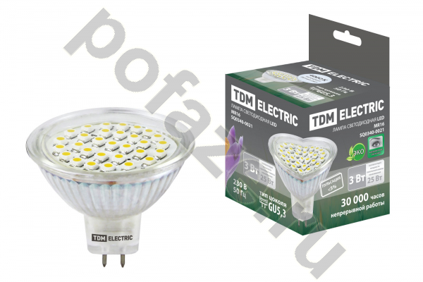 Лампа светодиодная LED с отражателем TDM ELECTRIC d50мм GU5.3 3Вт 120гр. 30-220В 4000К
