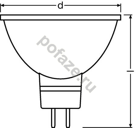 Лампа светодиодная LED с отражателем Osram d50мм GU5.3 5.3Вт 110гр. 230В