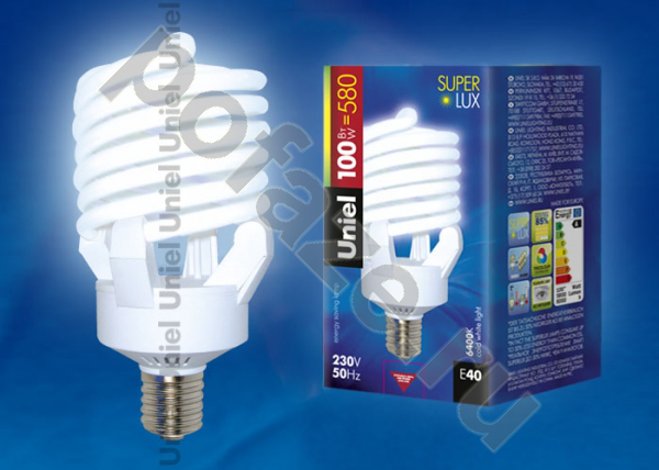 Лампа энергосберегающая спираль Uniel d125мм E40 100Вт 220-230В