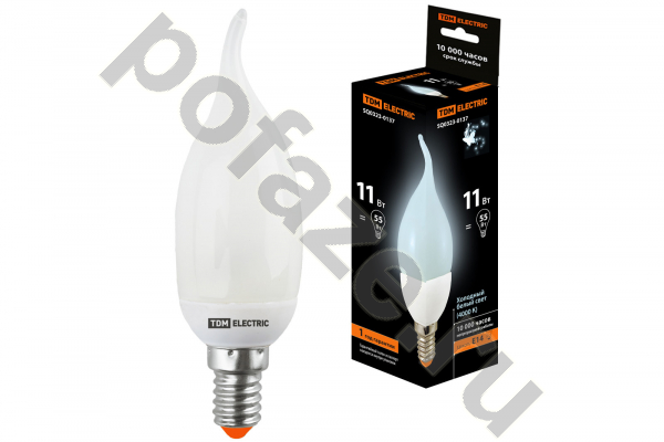Лампа энергосберегающая свеча на ветру TDM ELECTRIC d38мм E14 11Вт 30-220В 4000К