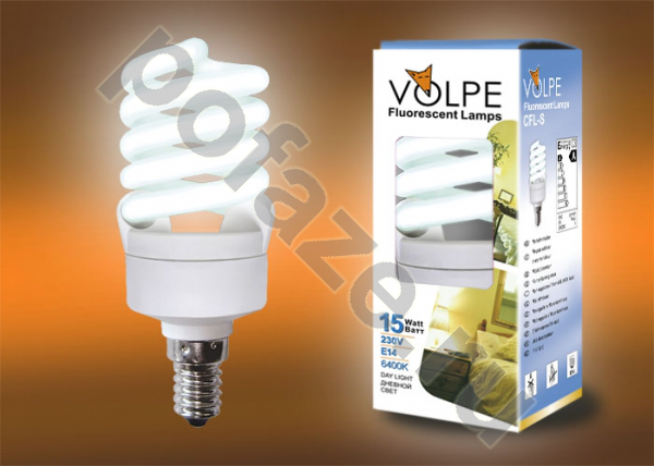 Лампа энергосберегающая спираль Volpe d42мм E14 15Вт 220-240В