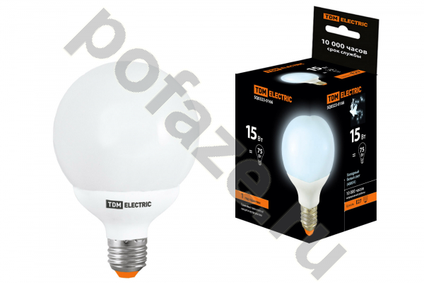 Лампа энергосберегающая шарообразная TDM ELECTRIC d80мм E27 15Вт 30-220В 4000К