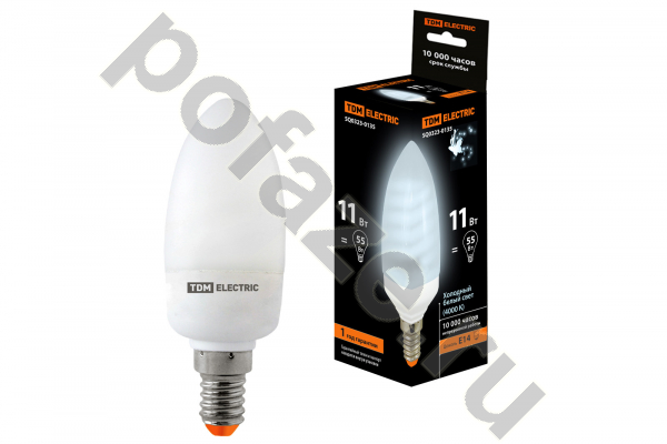 Лампа энергосберегающая свеча TDM ELECTRIC d38мм E14 11Вт 30-220В 4000К