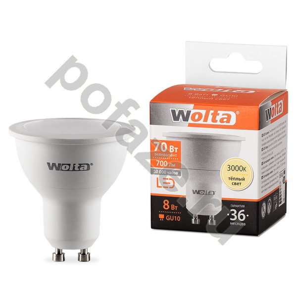 Лампа светодиодная LED грибовидная Wolta d50мм GU10 8Вт 220-230В 3000К