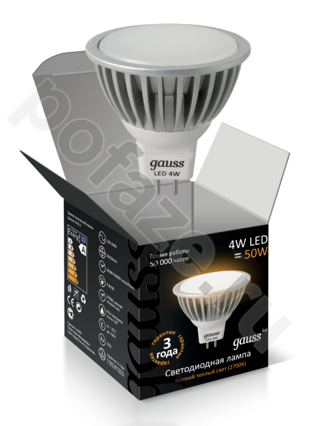 Лампа светодиодная LED с отражателем Gauss d50мм GU5.3 4Вт 120гр. 100-240В 2700К