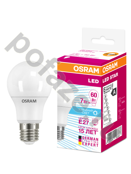 Лампа светодиодная LED грушевидная Osram d60мм E27 7Вт 200гр. 220-240В 4000К