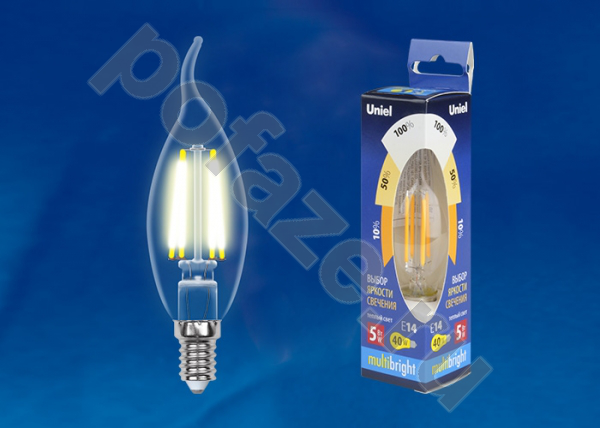 Лампа светодиодная LED свеча на ветру Uniel d35мм E14 5Вт 360гр. 200-250В 3000К