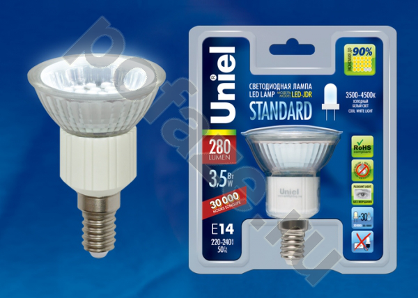 Лампа светодиодная LED с отражателем Uniel d50мм E14 3.5Вт 110гр. 220-230В