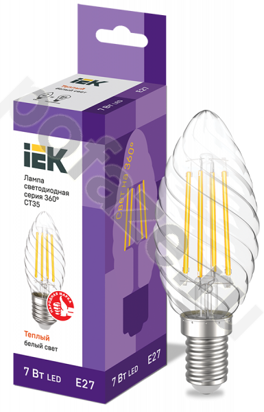 Лампа светодиодная LED свеча витая IEK d35мм E27 7Вт 230В 3000К