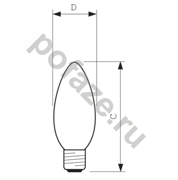 Лампа накаливания свеча Philips d35мм E27 60Вт 230В