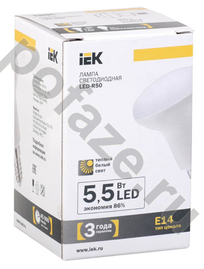 Лампа светодиодная LED с отражателем IEK d50мм E14 5.5Вт 230В 3000К