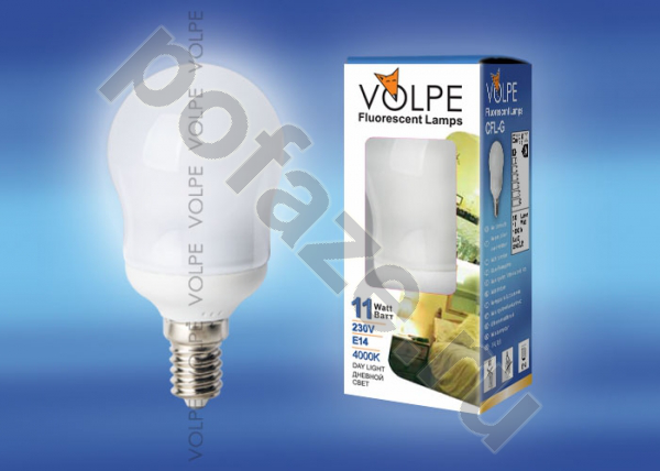 Лампа энергосберегающая шарообразная Volpe d45мм E14 11Вт 220-240В