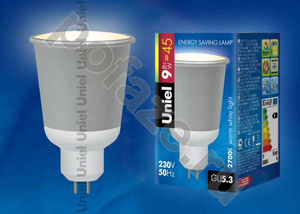 Лампа энергосберегающая с отражателем Uniel d50мм GU5.3 9Вт 220-230В