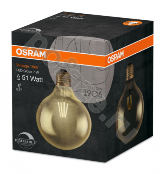 Лампа светодиодная LED шарообразная Osram d125мм E27 7Вт 220-240В 2500К