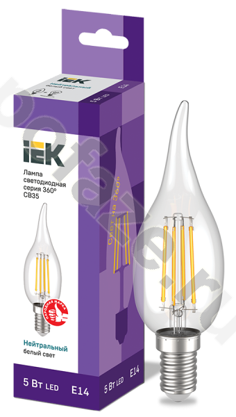 Лампа светодиодная LED свеча на ветру IEK d35мм E14 5Вт 230В 4000К