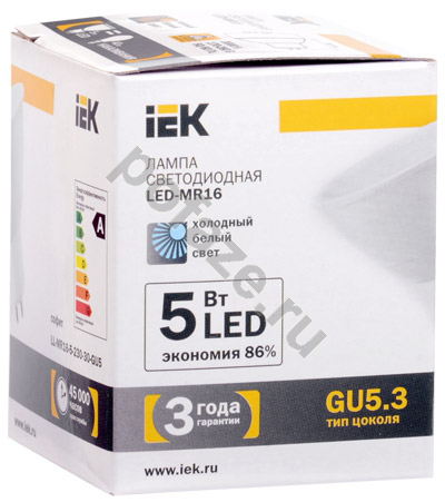 Лампа светодиодная LED с отражателем IEK d50мм GU5.3 5Вт 230В 4000К