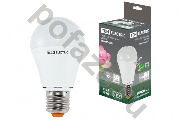 Лампа светодиодная LED грушевидная TDM ELECTRIC d60мм E27 12Вт 270гр. 30-220В 4000К