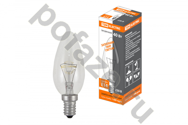 Лампа накаливания свеча TDM ELECTRIC d35мм E14 40Вт 30-220В