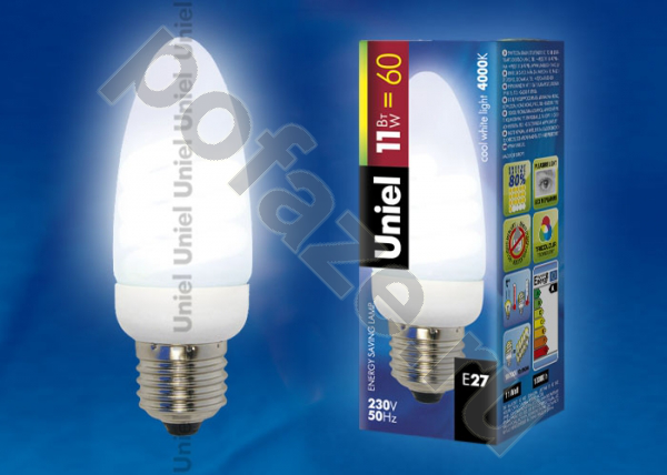 Лампа энергосберегающая свеча Uniel d36мм E27 11Вт 220-240В