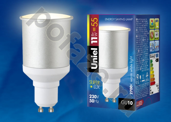 Лампа энергосберегающая с отражателем Uniel d50мм GU10 11Вт 220-230В