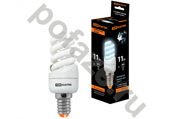 Лампа энергосберегающая спираль TDM ELECTRIC d35мм E14 11Вт 30-220В 4000К
