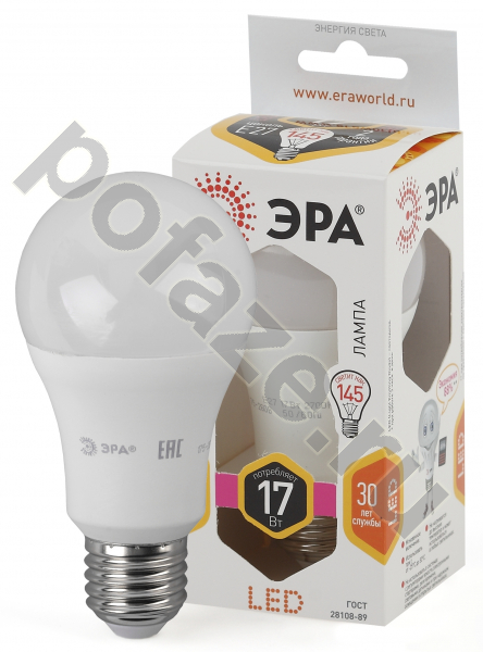 Лампа светодиодная LED грушевидная ЭРА d60мм E27 17Вт 270гр. 170-265В 2700К