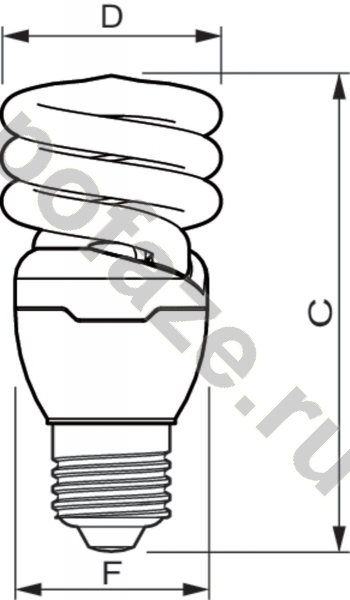 Лампа энергосберегающая спираль Philips d51.5мм E27 15Вт 220-240В 6500К