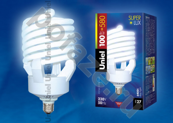 Лампа энергосберегающая спираль Uniel d125мм E27 100Вт 220-230В