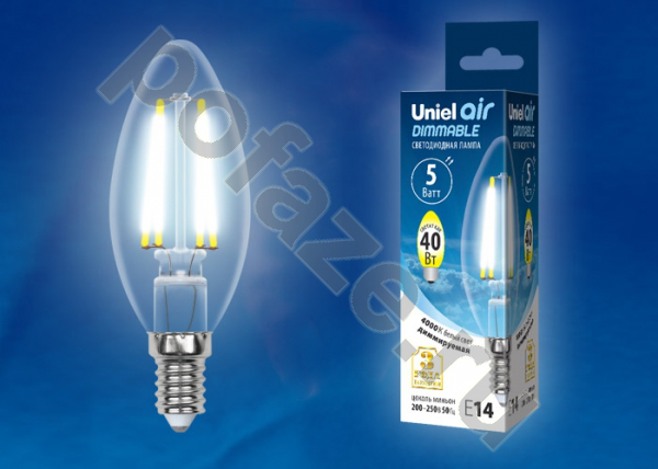 Лампа светодиодная LED свеча Uniel d35мм E14 5Вт 360гр. 200-250В 4000К